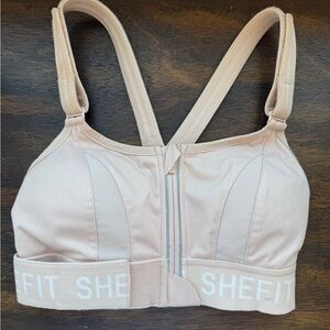 SHEFIT Front-Zip High-Support Nude Sports Bra
